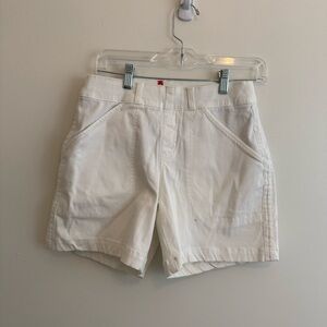 Spanx Stretch Twill Pull On Shorts Sz S White 5" Tummy Control Pockets 20358R